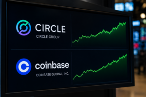 Acciones de Coinbase y Circle suben tras perspectivas alcistas ligadas a Bitcoin